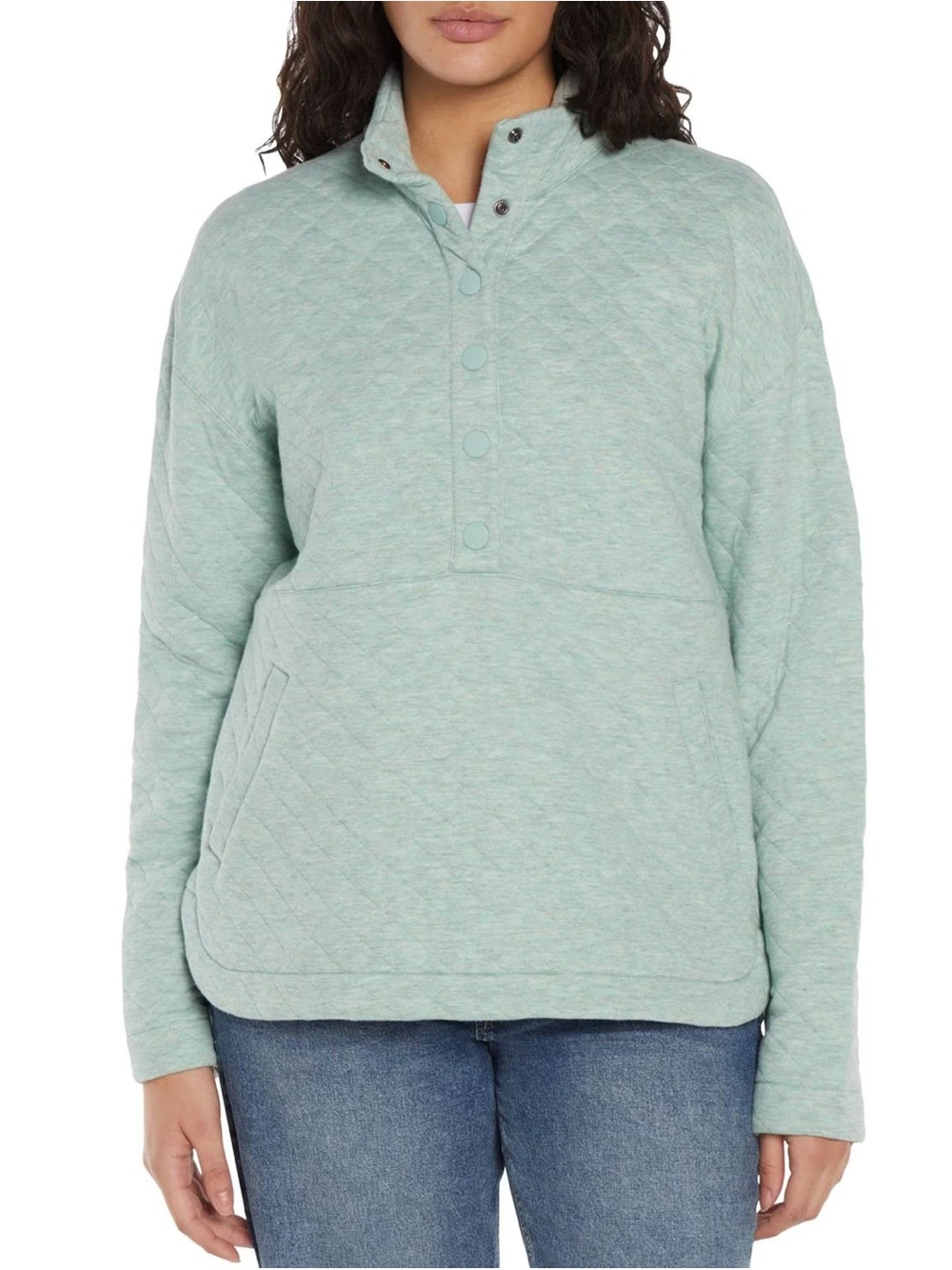 Eddie Bauer Quilted Pullover Blue 1/2 Button Down Top Women’s Medium Outdoors